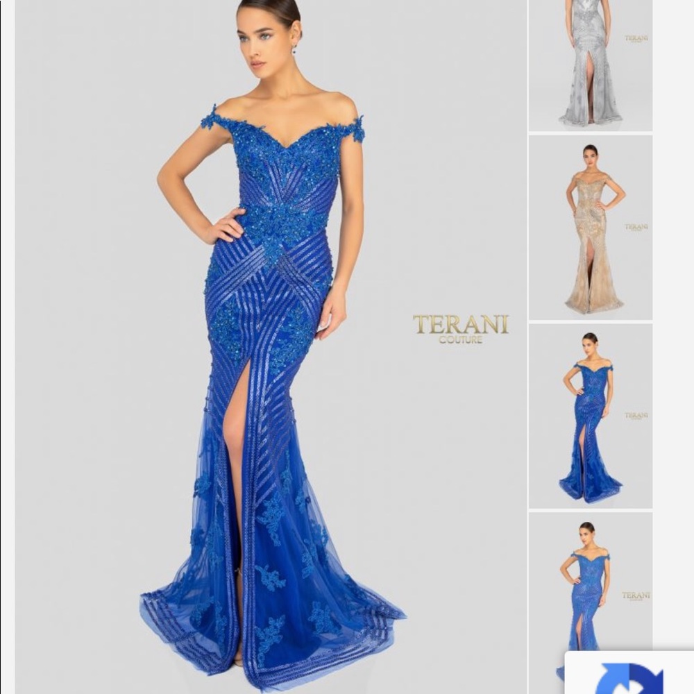 Gown Terani Couture Royal Blue Beaded
